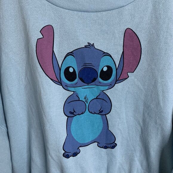 Disney Lilo & Stitch Crop Sweatshirt Women’s Size 2XLXXL Blue Long Sleeves New - Picture 8 of 8